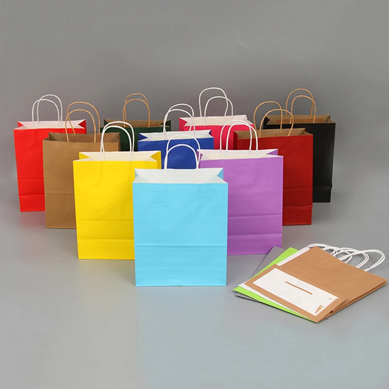 (100 pieces/lot) Customized Print Logo Kraft Paper Bag Recyclable Shopping Package Business Wedding Favors Gifts For Guests GB04