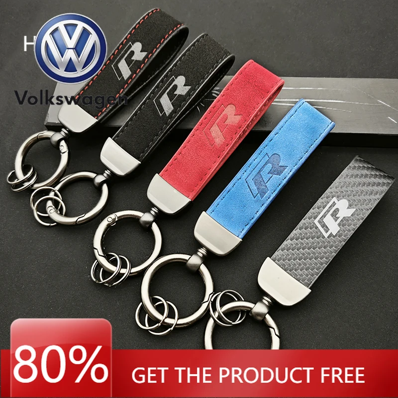 

Кожаный брелок для ключей с логотипом VW R для Volkswagen Jetta MK5, Golf, Passat B5, B6, Polo, Tiguan, Santana