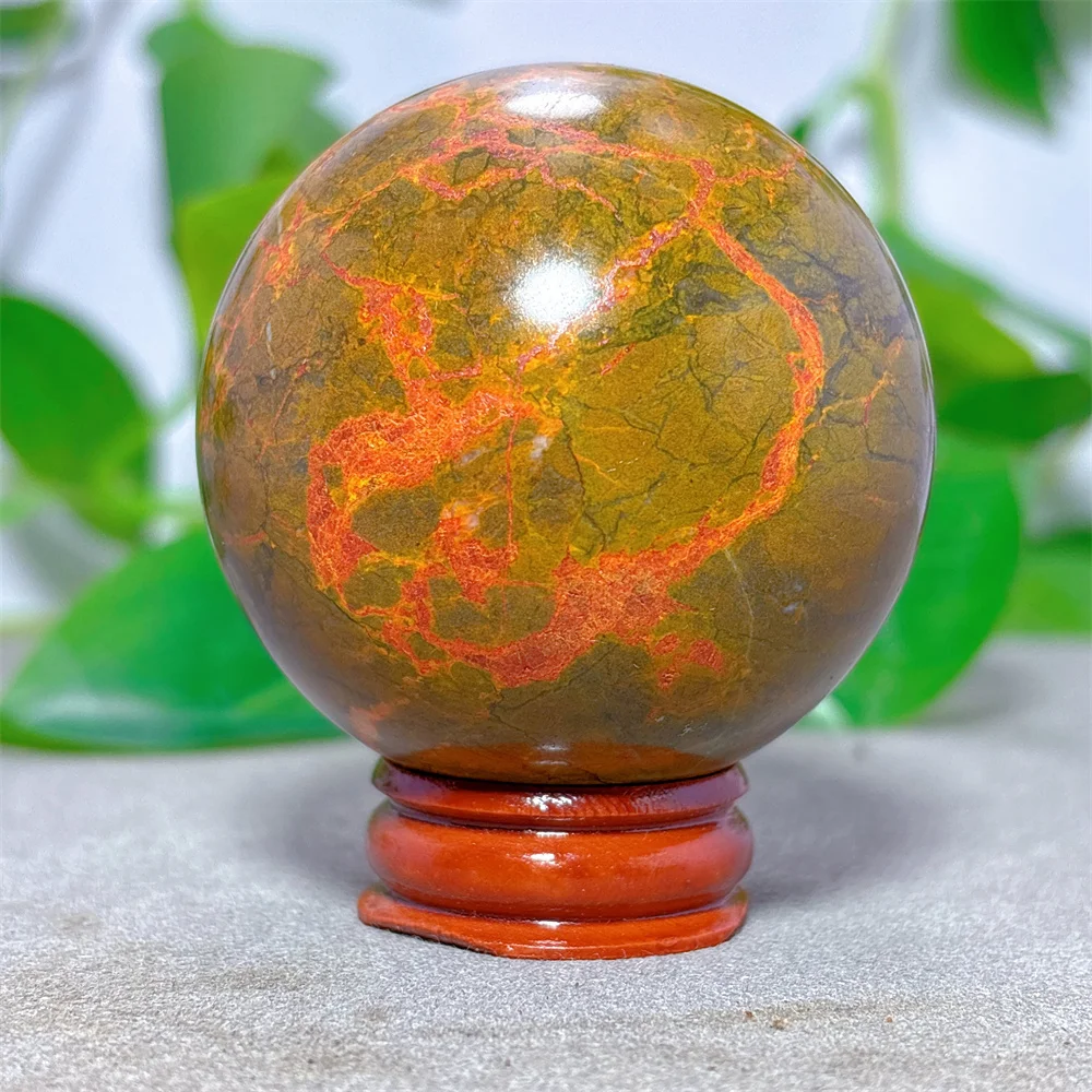 Blood Realgar Sphere Crystal Natural Stone Quartz Minerals Home Decoritems Reiki Garden Lucky Love Gifts Energy Healing +Stand