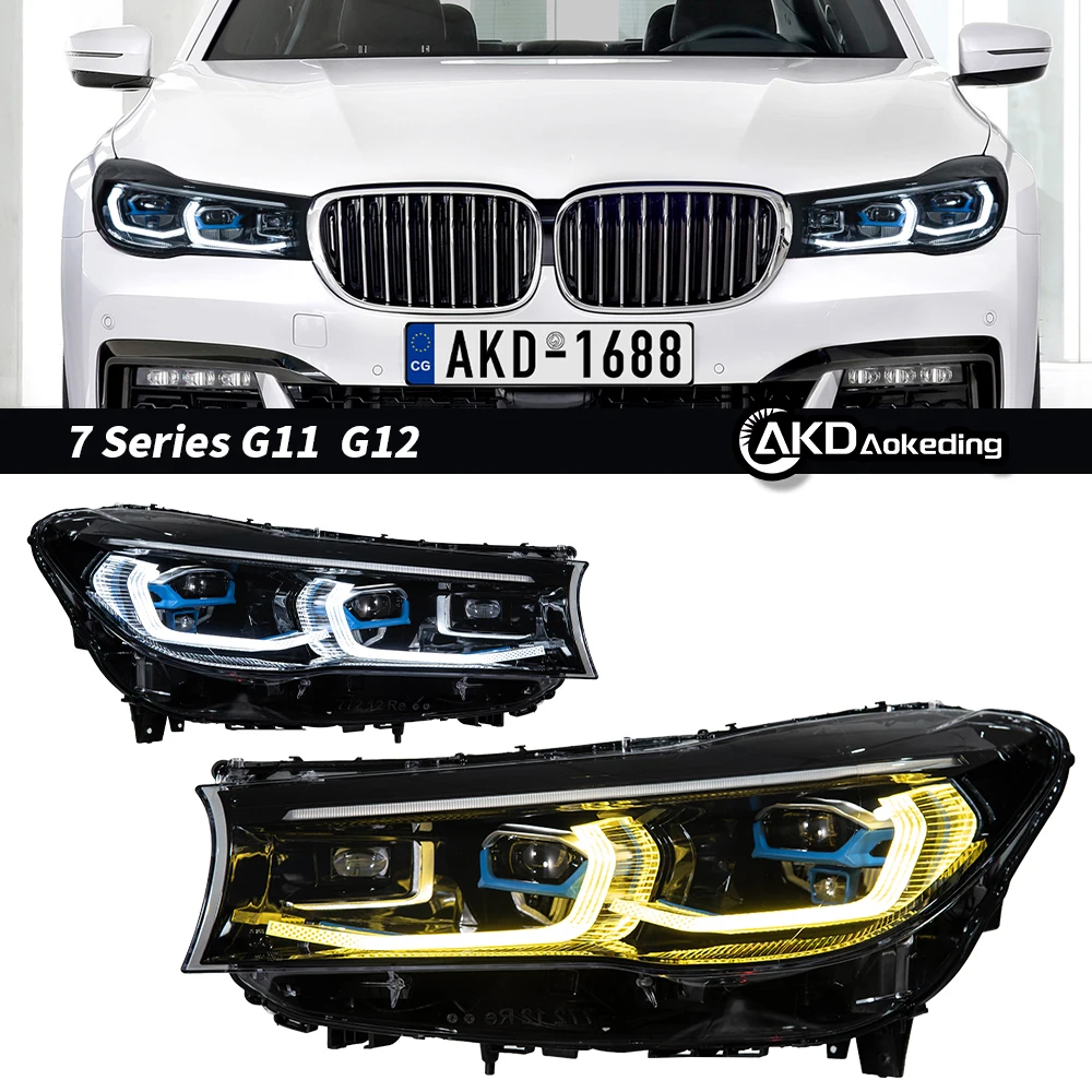 

Автомобильные фары AKD для BMW G12 2015-2018 G11, полностью светодиодные фары с дневными ходовыми огнями, светодиодный проектор, динамический сигнал, автомобильные аксессуары