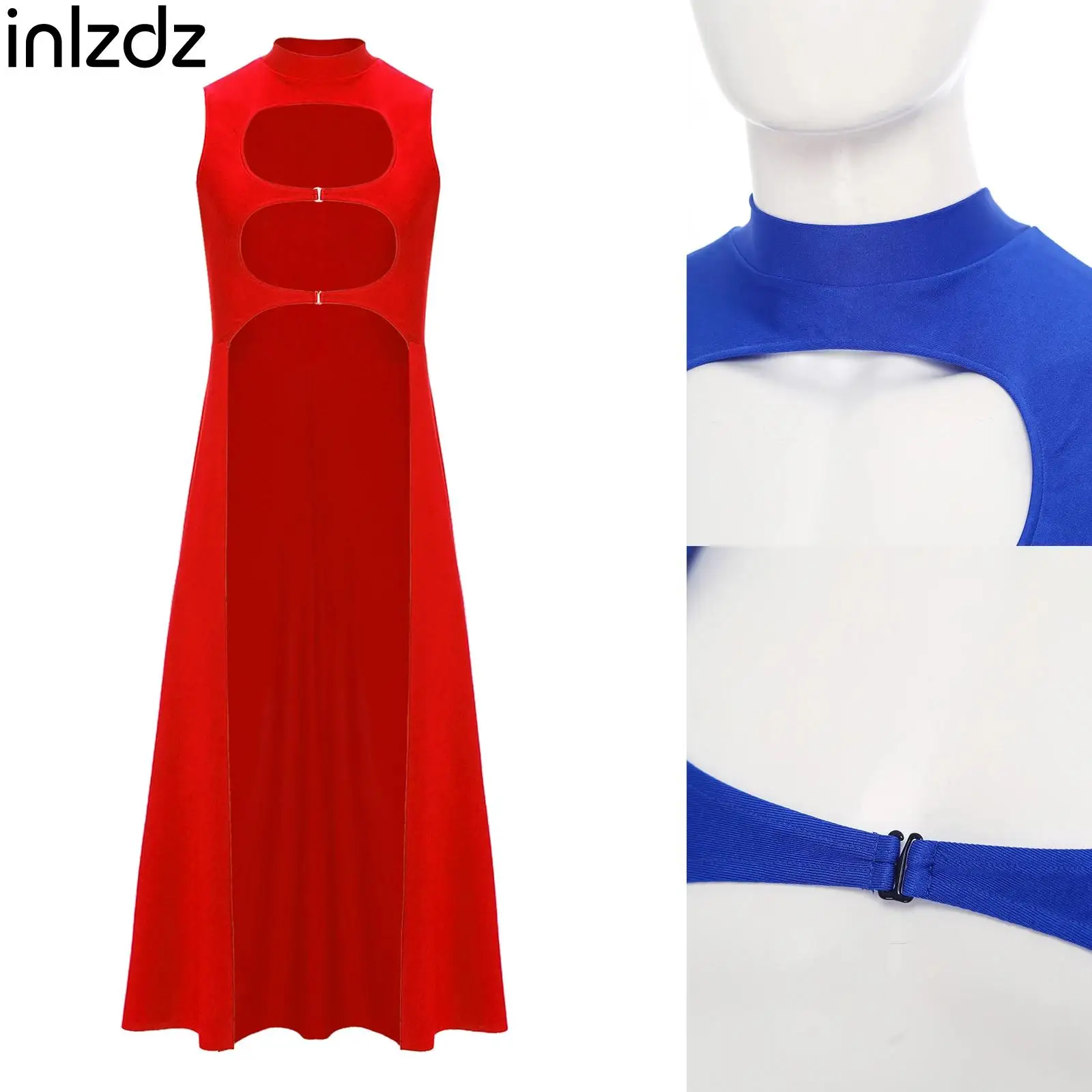 

Mens Hero Cloak Cosplay Costumes Sleeveless Front Cut Out Pullover Type Long Drape Cape for Halloween Themed Party Performance