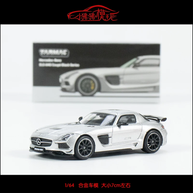 

1:64 SLS AMG Black Series, silver alloy die-cast car model, holiday gift, collectible ornament.