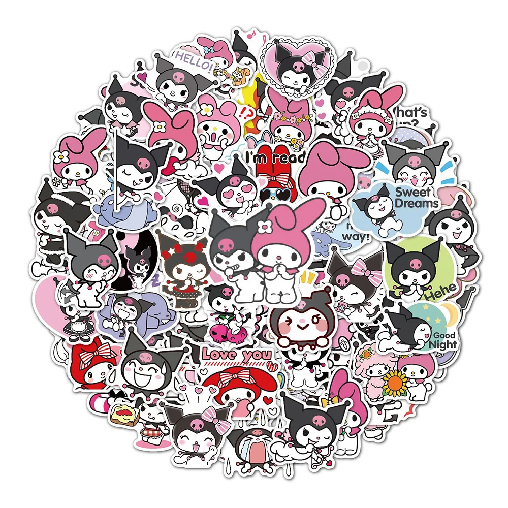 10/30/50/100pcs Kawaii Sanrio Anime Stickers Kuromi My Melody Cartoon Decals Waterproof Kids Stationery Decoration Sticker Toys