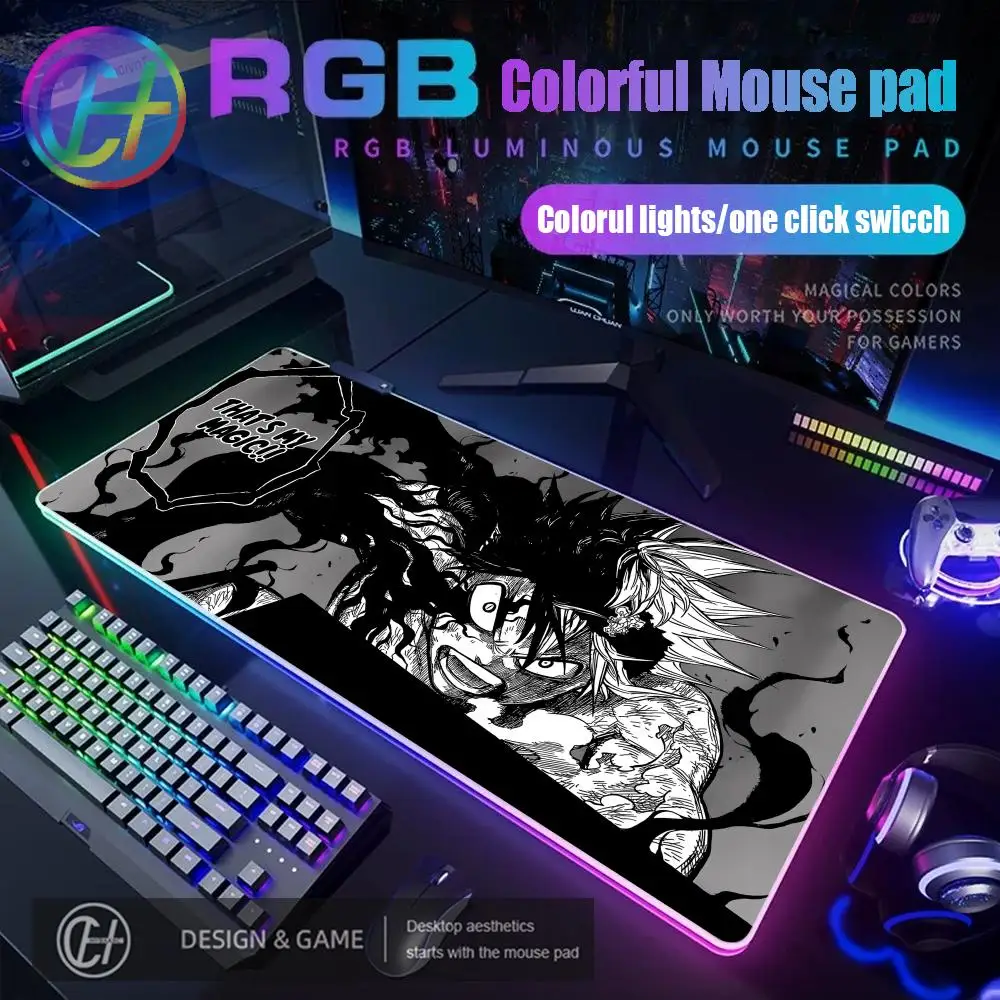 

Anime Black Clover RGB Mouse Pad Computer Gaming Lighting Table Mousepad PC Accessory Luminous Desk Mat Backlit