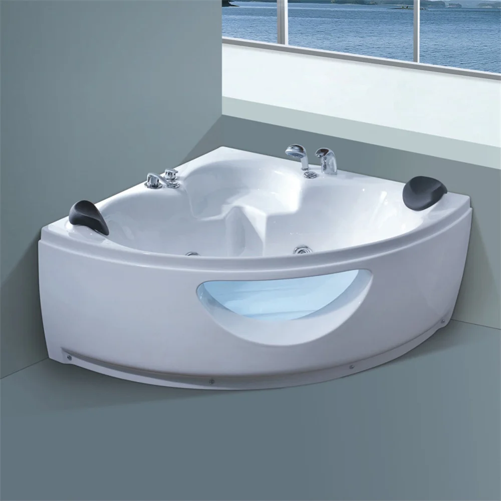 

Hotel Project Hot Sale Bath Tub Corner Mounted Freestanding Acrylic Hot Spa Tub Massage Double Bathtub