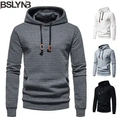 New Spring Autumn Men's Hoodie Hollow Plaid Quilted Cotton Hoodies Fabric Pullover Hooded Hoody Sweatshirt Hoodies