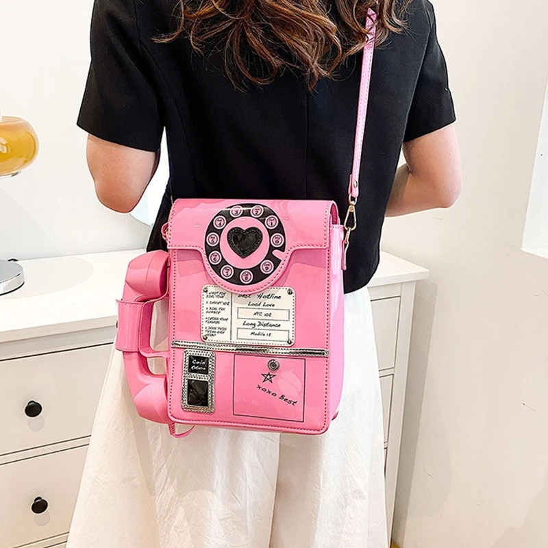 Bolsa feminina formato telefone bolsas retrô com alça superior para telefone