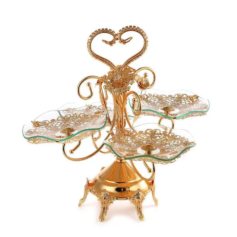 New retro European crystal fruit tray creative home living room luxurious multi-layer fruit tray