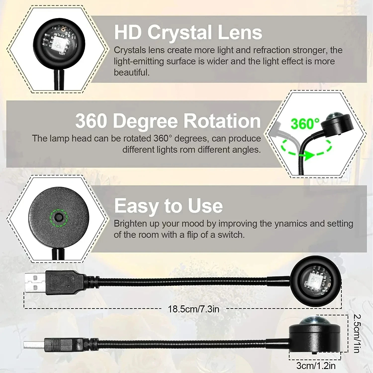 ไฟ LED สีรุ้งนีออนสำหรับถ่ายภาพ, ไฟถ่ายภาพพระอาทิตย์ตกดินผ่าน USB สำหรับโทรศัพท์มือถือไฟเครื่องฉายแสงไฟสร้างบรรยากาศการถ่ายภาพด้วยตนเอง