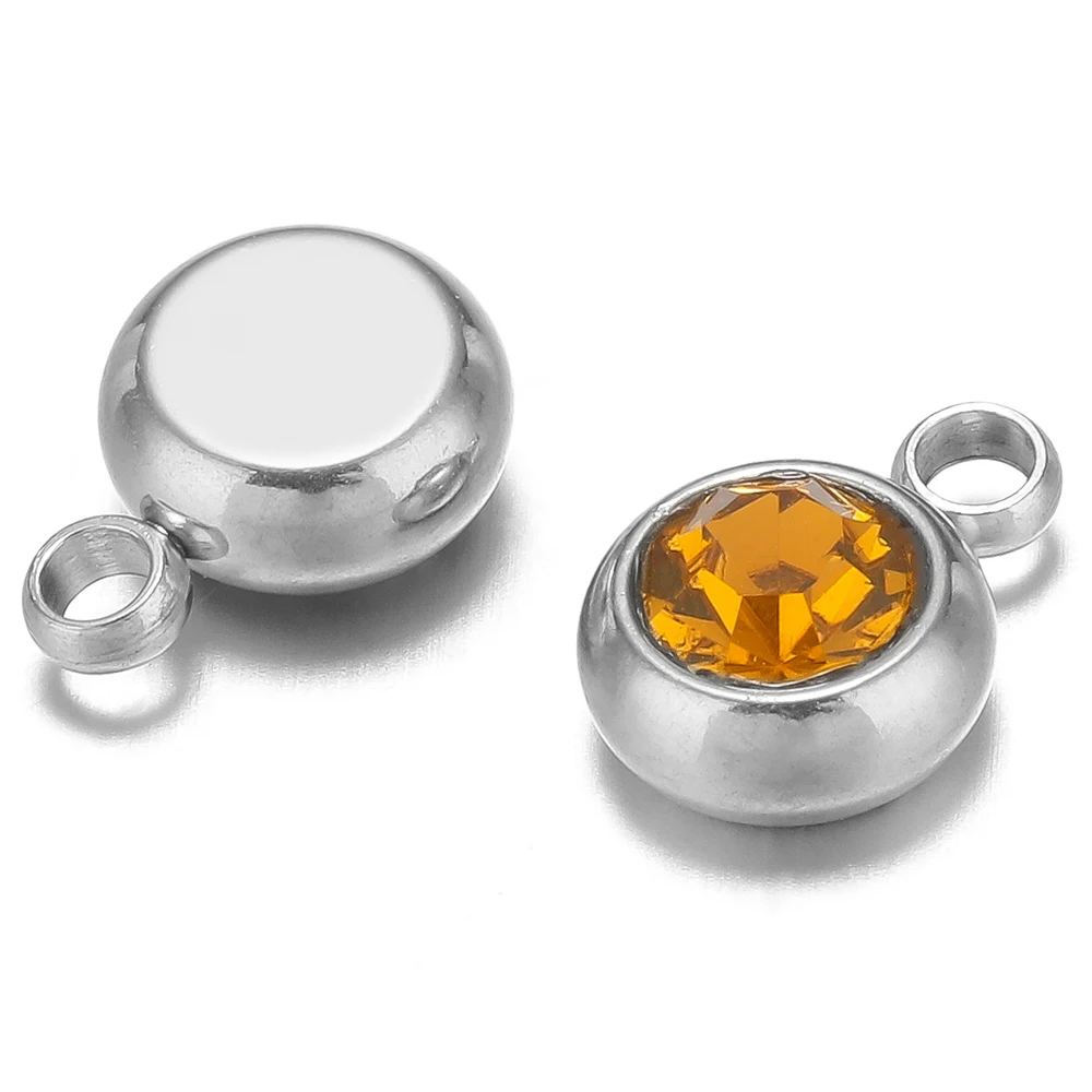 20 pçs de aço inoxidável 6mm ouro strass contas cristal encantos zircão pingentes para diy colar pulseira jóias fazendo descobertas