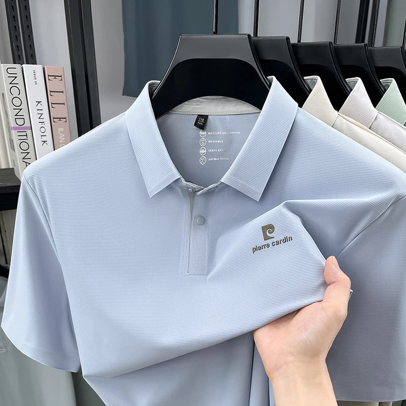 Ice Silk T-shirt Men's Short Sleeved Polo Shirt 2026 Summer New Item Middle-aged Loose Cool Non Ironing Top