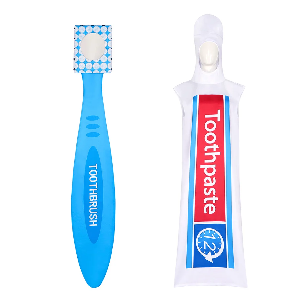 

New Toothpaste Toothbrush Couple Cos Costumes Halloween Funny Cosplay Couple Costumes