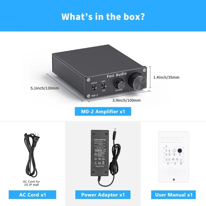 M02 مضخم الصوت 100 واط، التردد الكامل والتردد المنخفض للتحويل مكبر كهربائي فئة D مع محول