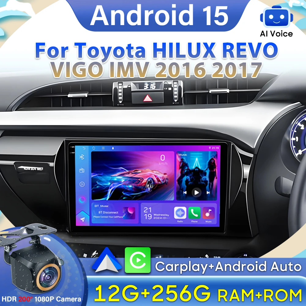 

Для Toyota HILUX REVO VIGO IMV 2016 2017 Carplay Android 15 Видео GPS-навигация Автомобильный радиоприемник без 2din 2k Авторадио Bluetooth DSP