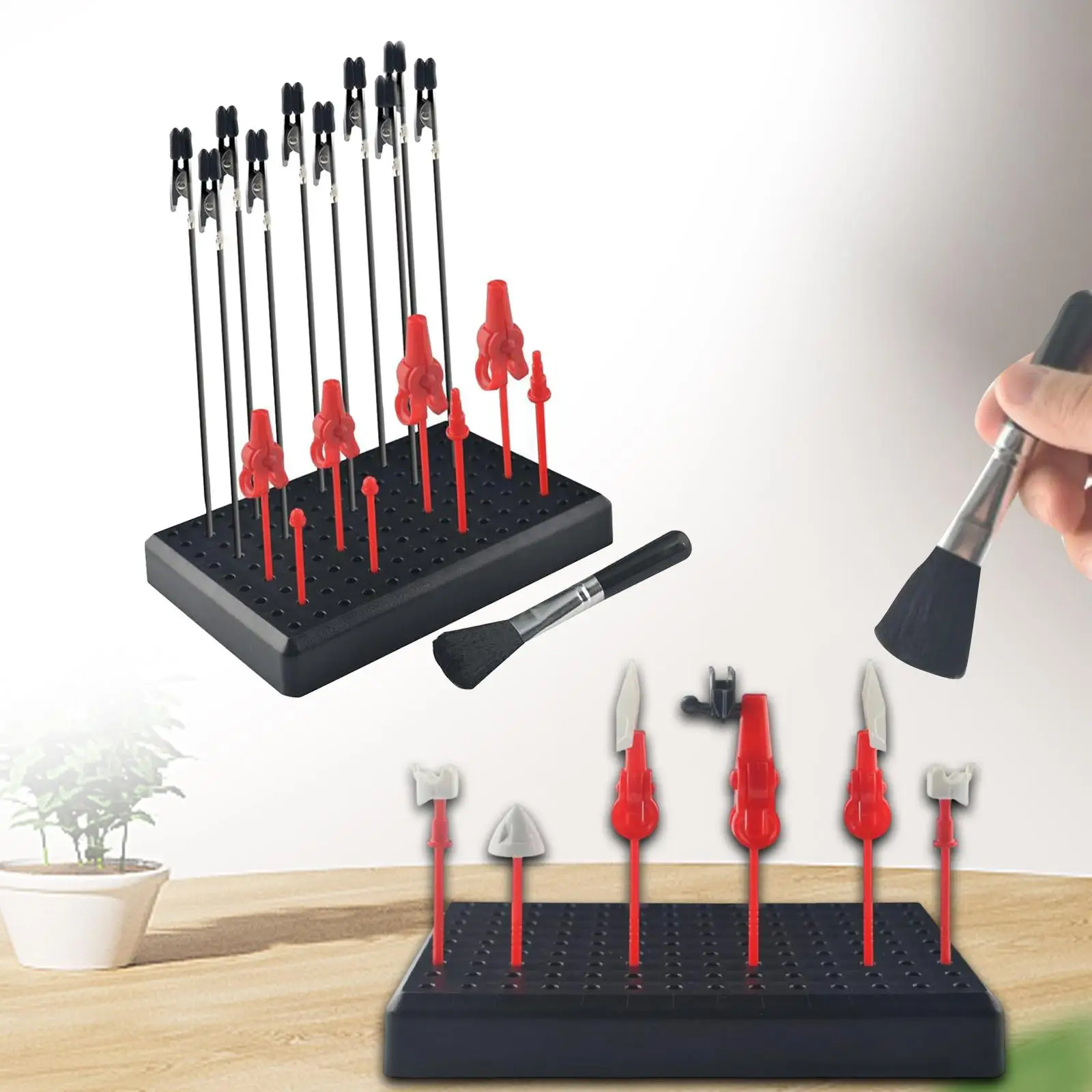 Model Painting Stand with 18 Clips Model Hobby Holder Airbrush Spray DIY Model Painting Color Clip Base Alligator Clip Stick Set