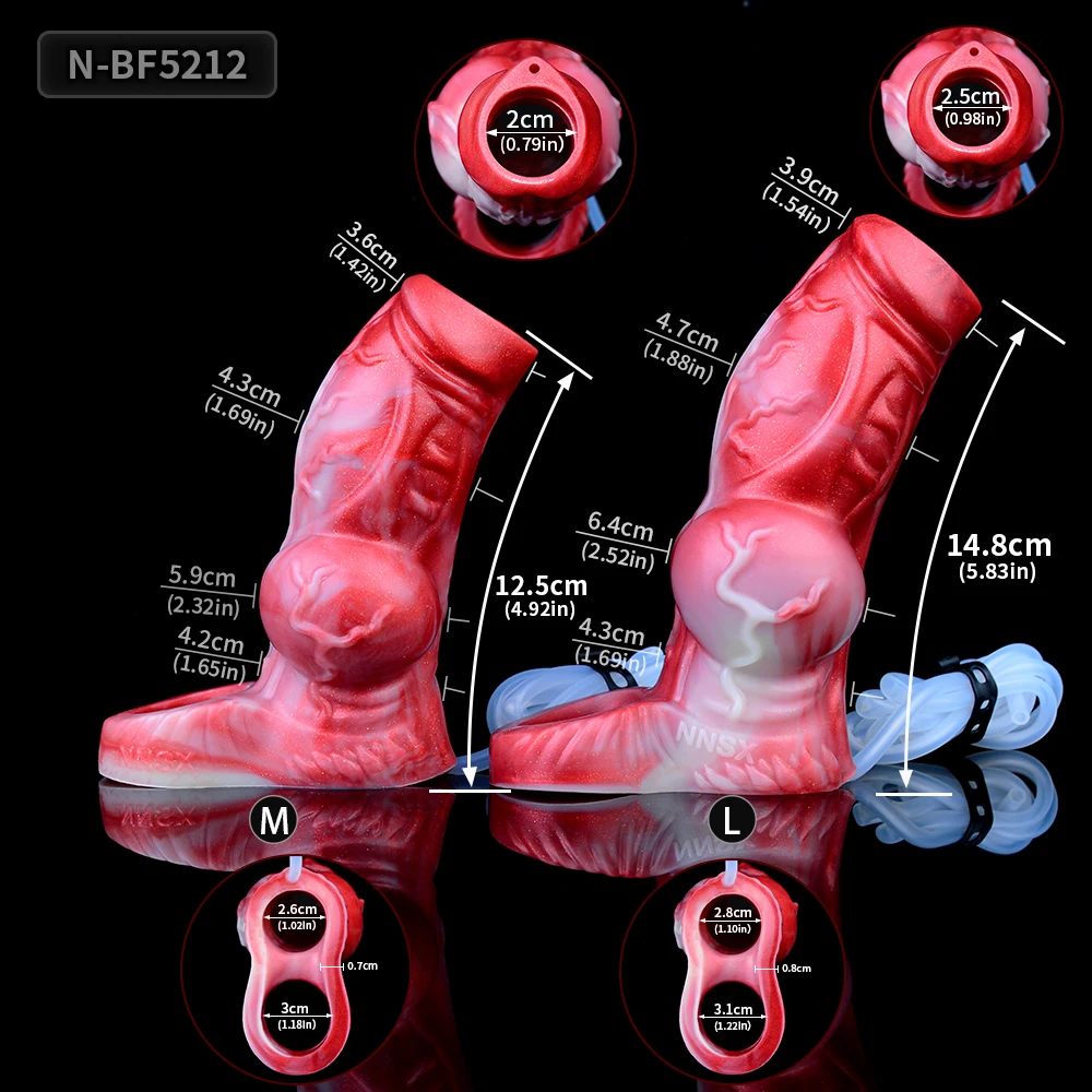 YOCY Lifelike Monster Dog Penis Sleeve Squirting Fuction Cock Sheath Silicone Knot Dildo Open-ended Dick Cover Sex Toy For Men 2