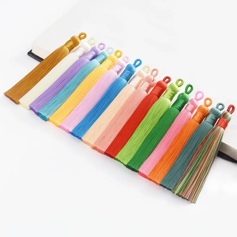 Cepillo de borla de seda de algodón colorido para pendientes, colgante de borlas Sati, manualidades hechas a mano, 10 piezas, 8cm