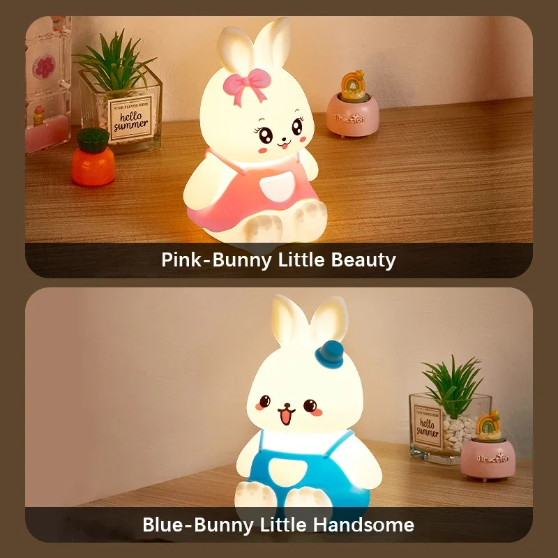 Cute Animal shape Night Lights 5 Colour Changing LED Silicone Rabbit Lamp for Christmas Nursery Children Baby Home Decor
