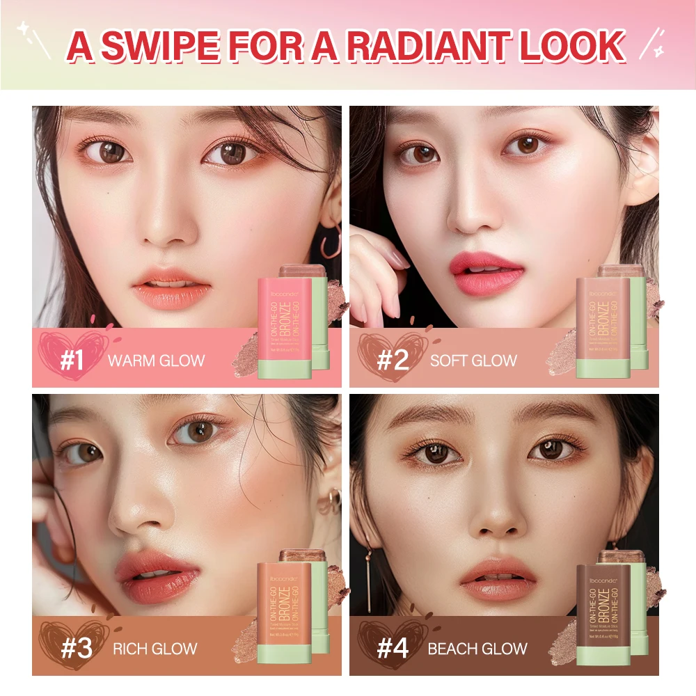 Melocotón coreano pixiMakeup contorno cuerpo brillo resaltador para cara sombreado palo rubor bronceador cosméticos colorete en polvo rojo