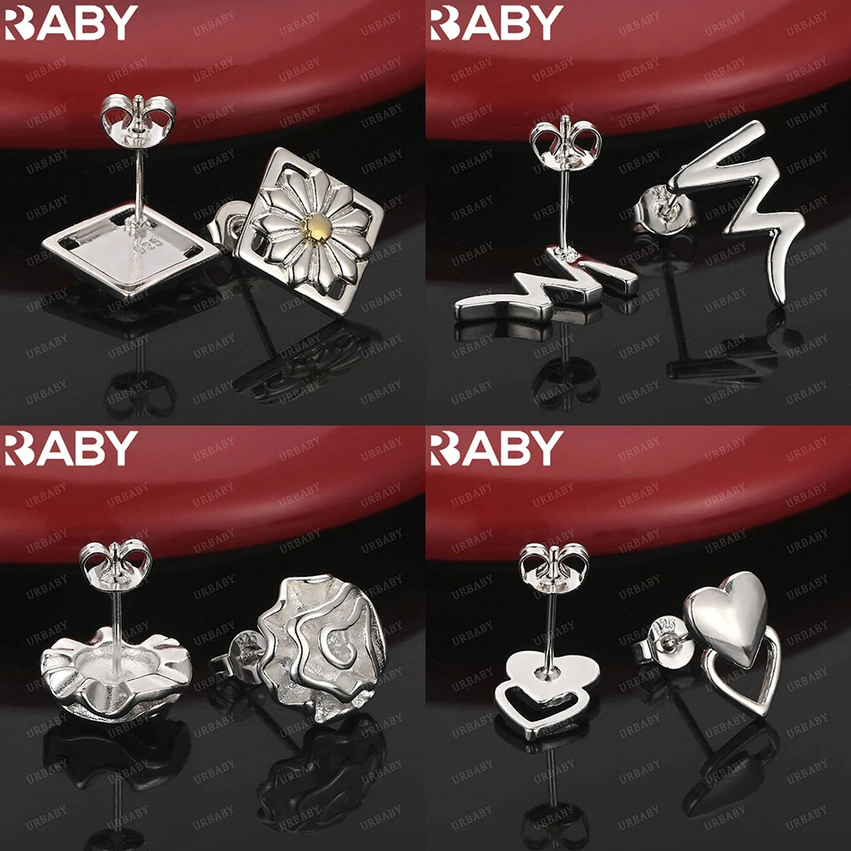 

URBABY 925 Sterling Silver Earrings Stud Earrings For Women Charm Trend Birthday Gifts Fashion Party Fine Jewelry