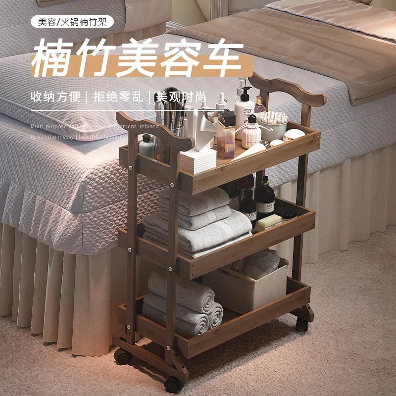 Art student special painting cart three layers four layers wood oil painting trolley multi-functional art paint tool storage bea