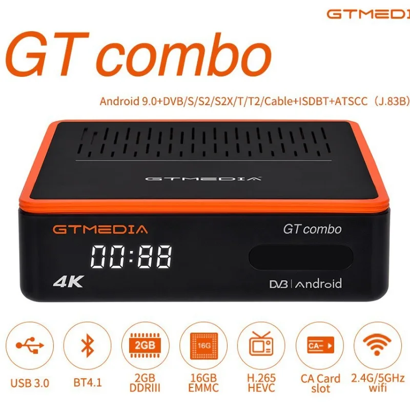 

GTMEDIA GT COMBO Amlogic S905X3 TV Box DVB-S2/T2/C 2G Ram 16G Rom 2.4G 5G WiFi BT4 4K Android 9.0 DVB S2 T2 Pk GTC GTS