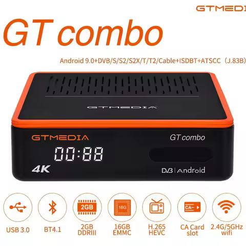 GTMEDIA GT COMBO Amlogic S905X3 TV Box DVB-S2/T2/C 2G Ram 16G Rom 2.4G 5G WiFi BT4 4K Android 9.0 DVB S2 T2 Pk GTC GTS