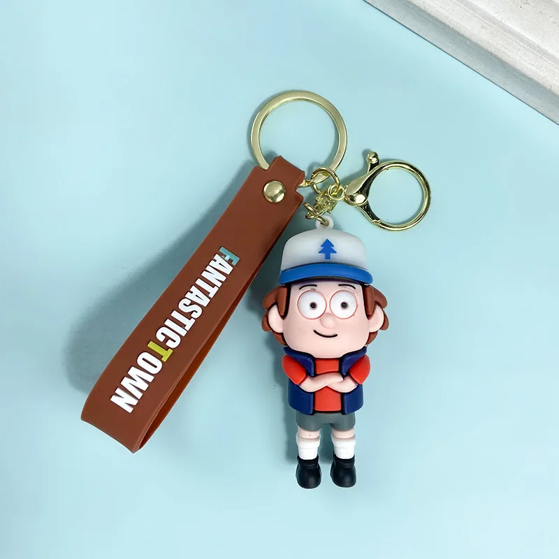 Disney Cartoon Gravity Falls Figure 3D Pendant Keychain for Women Men Fans Dipper Mabel Waddles Keyring Gifts