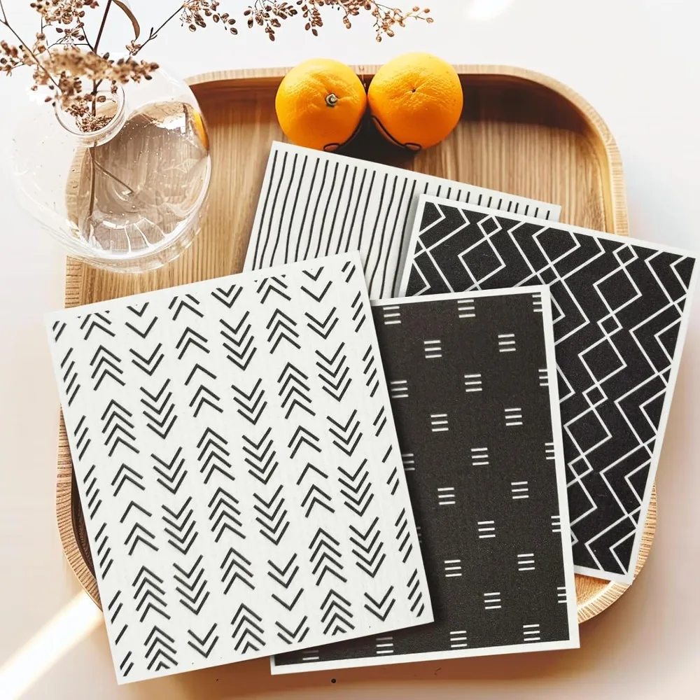 High Quality Reusable Cellulose Sponge Cloth Colorful Printing Swedish Dishcloths Durable Ultra Absorbent Dish Towels