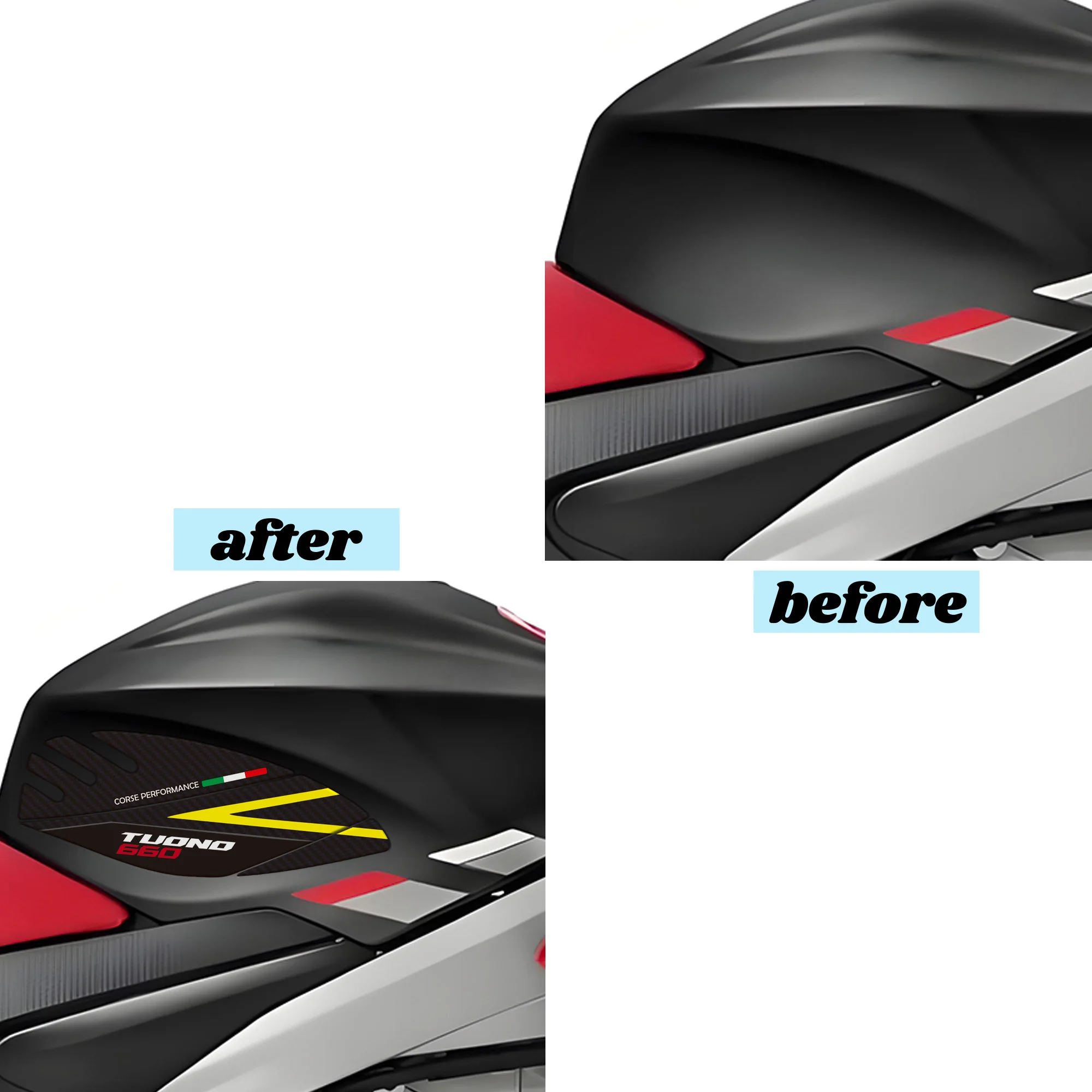 Fotografia 6: Almofada de tanque de gel de resina 3D para motocicleta, adesivos de proteção e decoração, tanque compatível com Aprilia Tuono 660 2021-2025