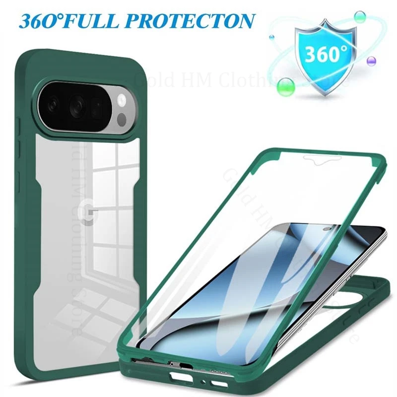 

360° Full Protection Soft Silicone Phone Case For Google Pixel 10a 10 Pro XL Clear PC Back Cover Screen Protector Pixel 9 Pro XL