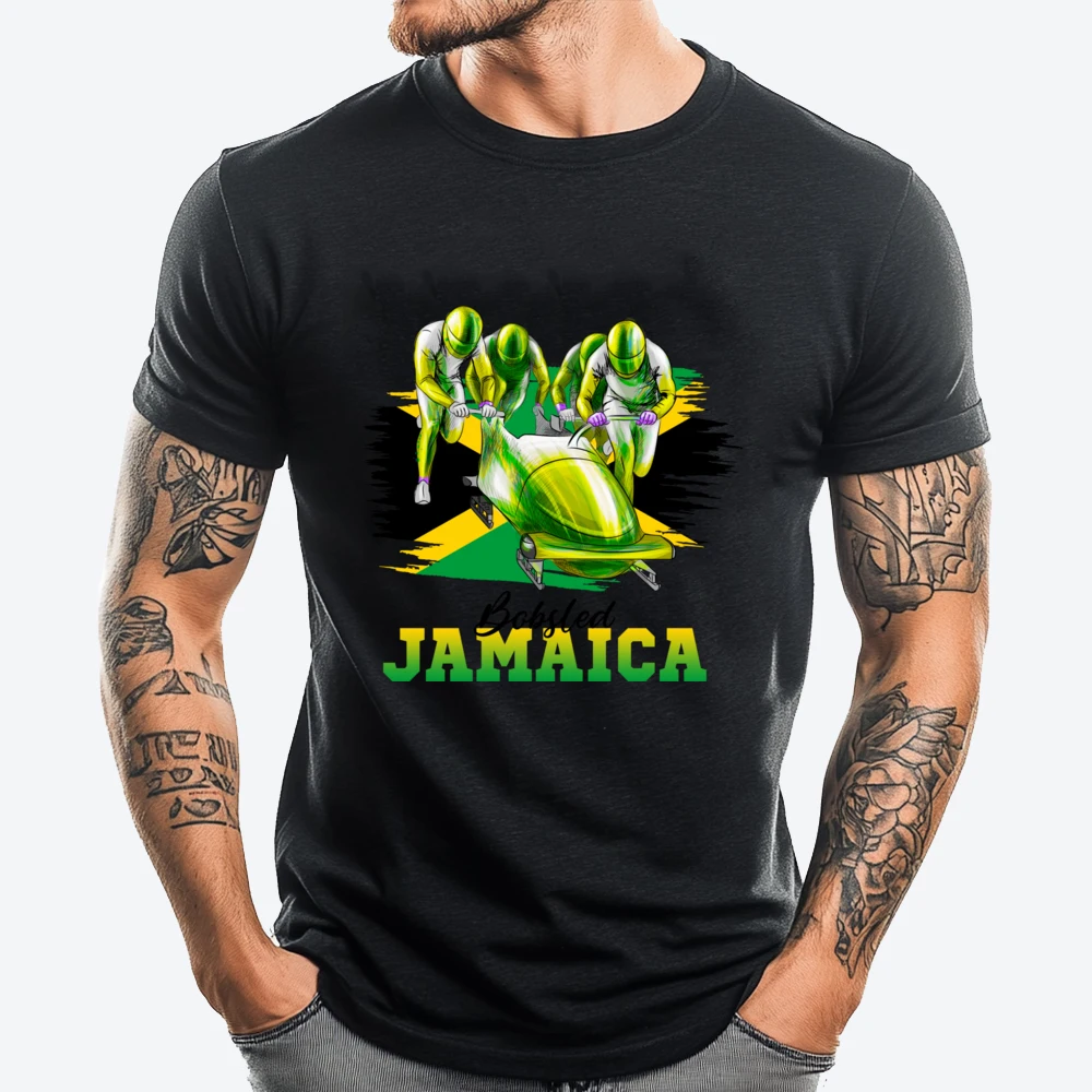 

Bobsled Jamaica Team Jamaican Flag Winter Bobsled Lover Vintage T Shirt Men Men Oversize Man Chinese Style