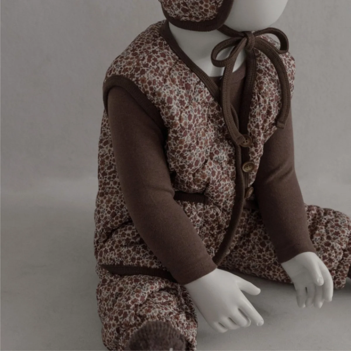 Description Picture 2 of item2025 Winter New Baby Sleeveless Clothes Set Infant Girls Vintage Floral Padded Vest + Pants 2pcs Suit Toddler Thick Warm Outfits