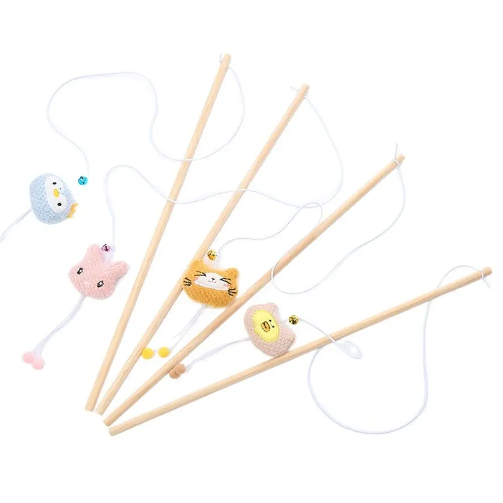 Wooden Pole Cat-teasing Stick Cute Funny Animal Shape Interactive Stick Plush Creative Pet Supplies Kitten