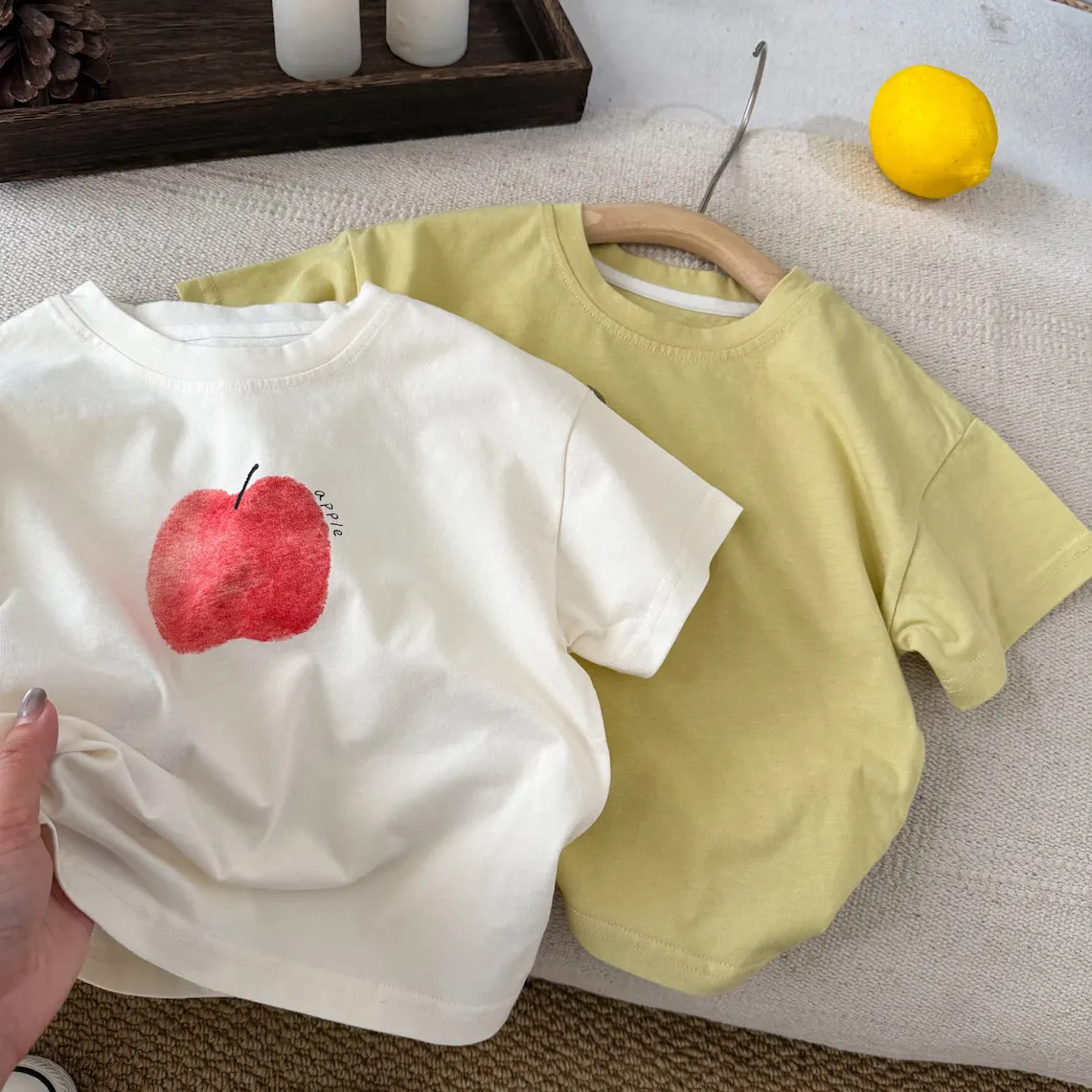 MILANCEL Summer Kids T-shirt 2-7T Cartoon Fruit Thin Girls Tee Ventilate Korean Children Clothes Cute Apple Banana Boys Tops