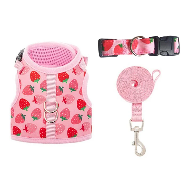 Cat Harness and Leash Set Safe Adjustable Kitten Vest Harnesses Cute Pink Breathable Mesh Jacket Easy Control for Puppy Walking