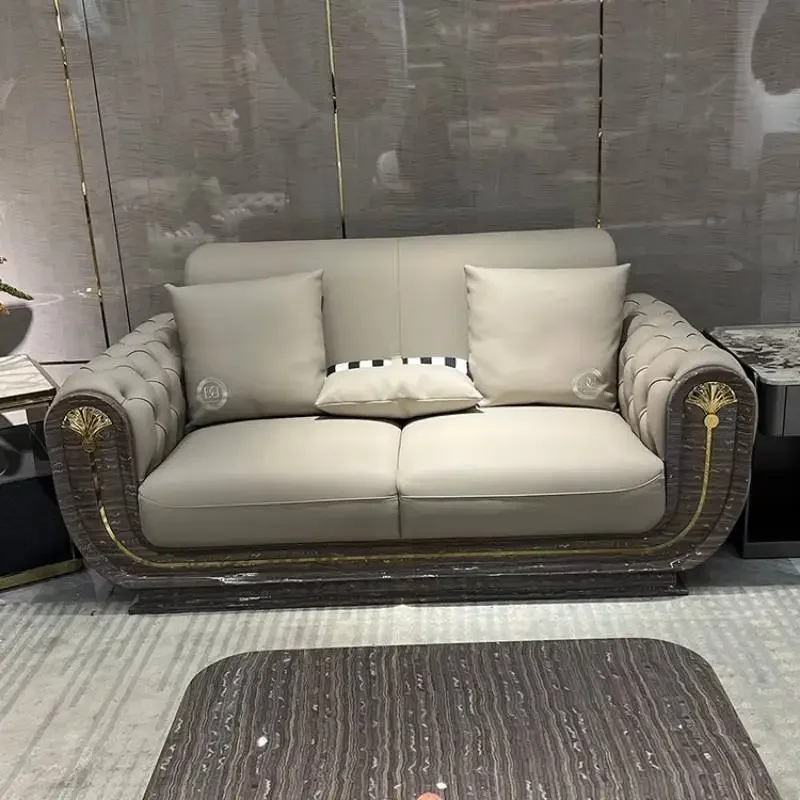 Modern Beige Living Room Sofas Vintage Retro Luxury Lazy Living Room Sofas Boneless Leather Woonkamerbanken Furniture Home