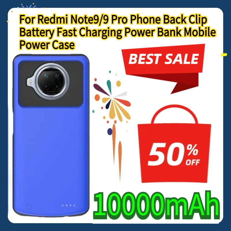 

For Redmi Note9/9 Pro Phone Back Clip Battery Fast Charging Power Bank Mobile Power Case 10000mAh