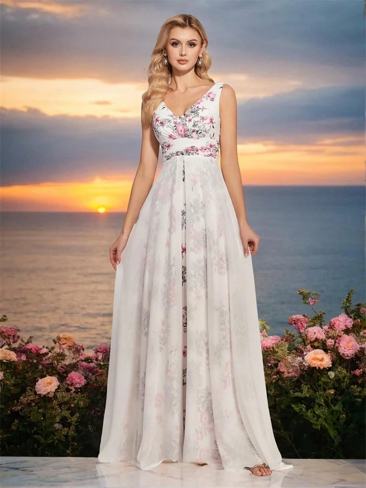 

XUIBOL Роскошные шифоновые белые вечерние платья с открытой спиной и принтом, длинные 2024, женское платье, свадебное платье подружки невесты, коктейльные платья для выпускного вечера
