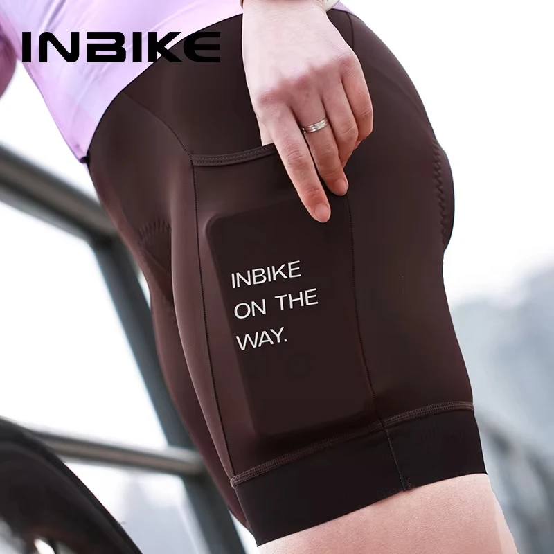 INBIKE Bicycle Shorts Women Cycling Underwear Padded Biking Bike Clothing with Pockets Breathable Road Bike Cycling Riding Pants