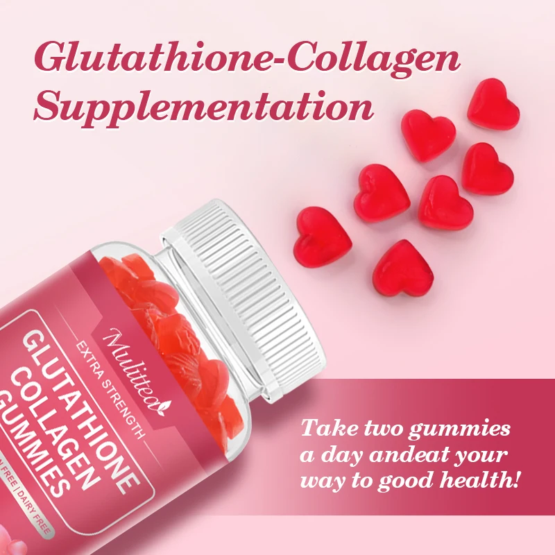 Mulittea Hydrolyzed Collagen Glutathione gummies with Brightening Skin Whitening  Anti-Aging  Antioxidant Imrpove Immune