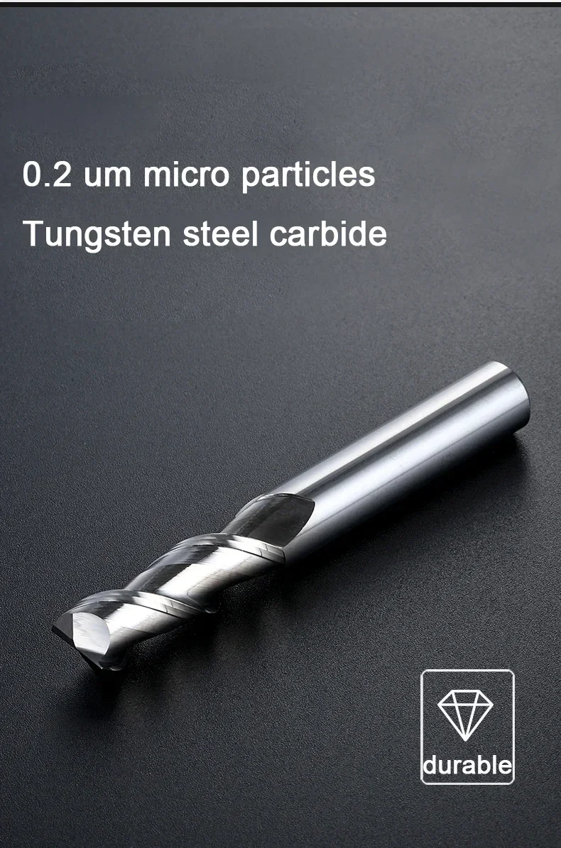 HRC55 2 Flutes Keyway Milling Cutter Tungsten Steel Alloy Aluminum Milling Cutter 1 2 3 4 5 6 7 8 10 12 14 16 18 20MM end mill