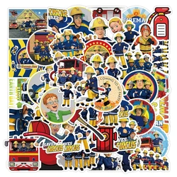 50Pcs Cartoon Fireman Sam Stickers for Kids Child Education Rooms Home Decor Diary Notebook Label Toy Truck Fireman Sticker