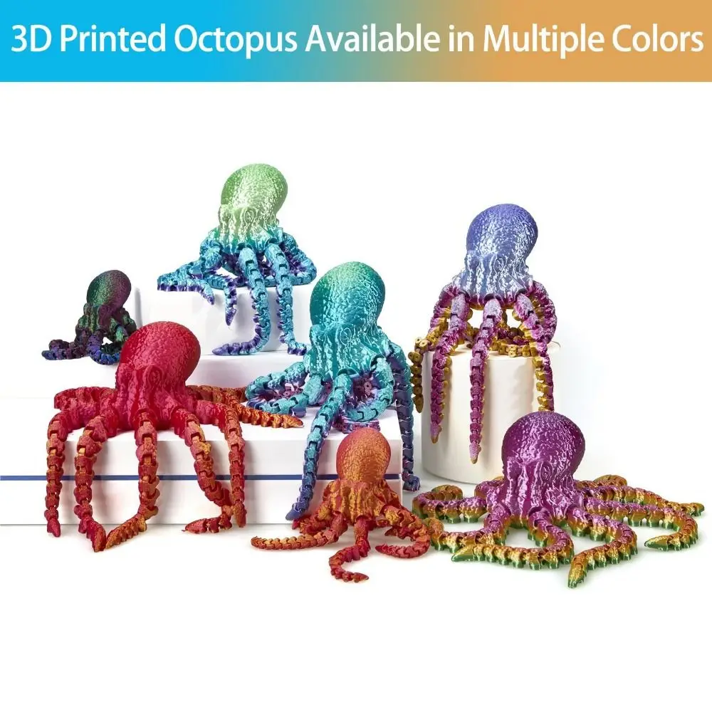 3D Printed Octopus Ornament Doll Toy Fish Tank Landscaping Accessories Movable Joint Figure Gifts for Kids hotography Props