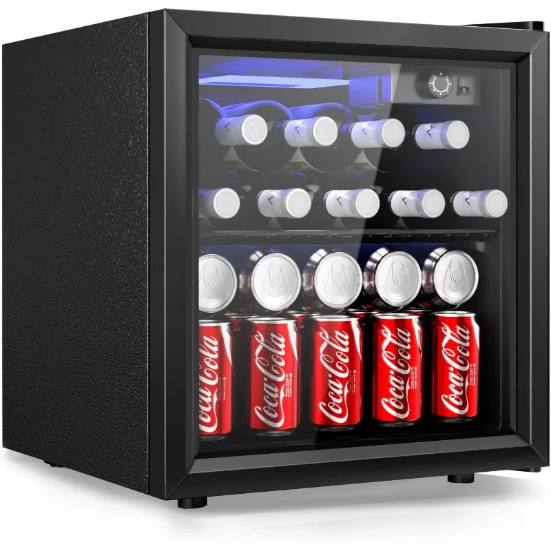 Can Beverage Refrigerator cooler-Mini Fridge Glass Door for Beer Drinks Wines, Countertop Beverage Fridge