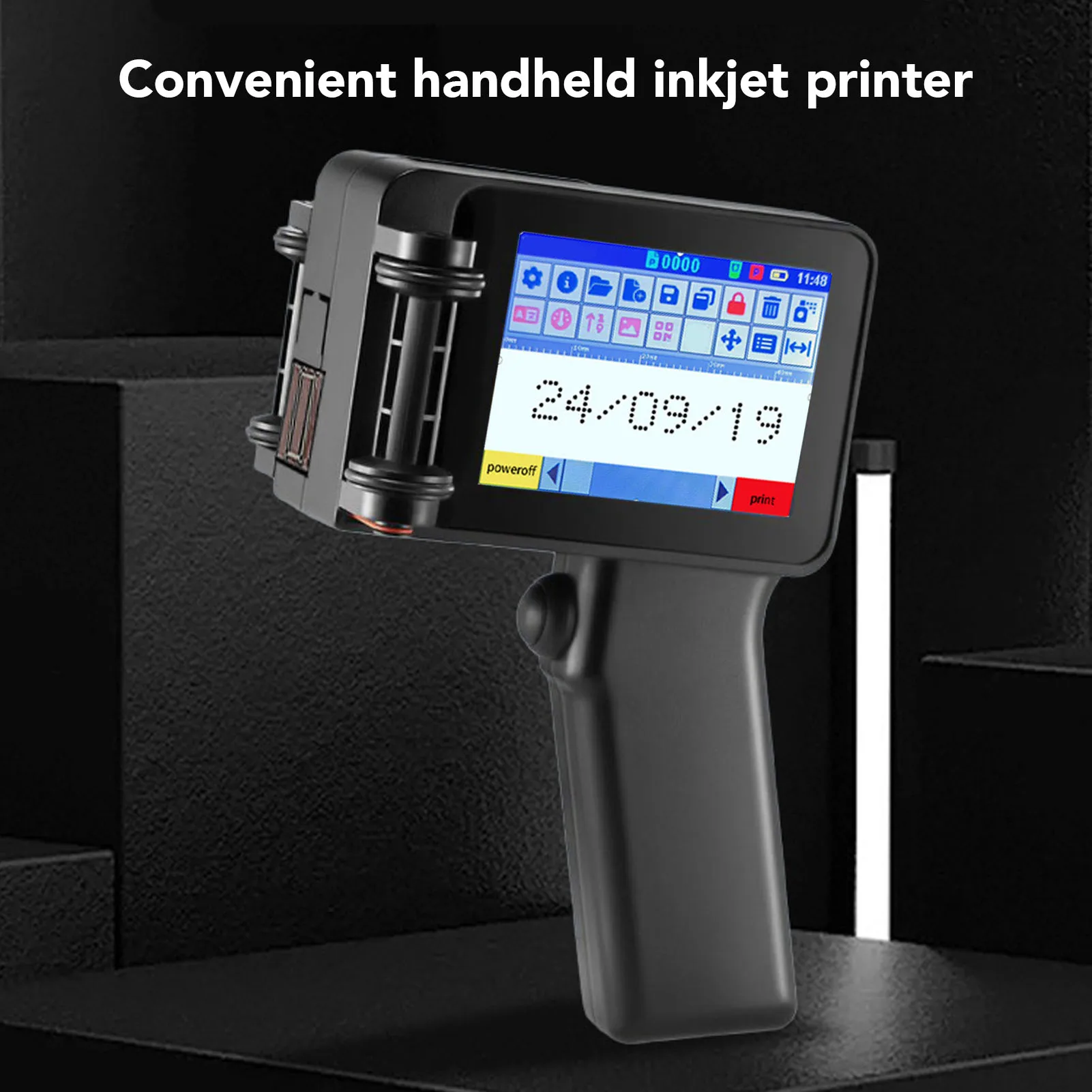 Pistola per stampante a getto d'inchiostro portatile piccola con touch screen HD LED da 4,3 pollici N6 senza cartuccia 12,7 mm per codice a barre QR Code