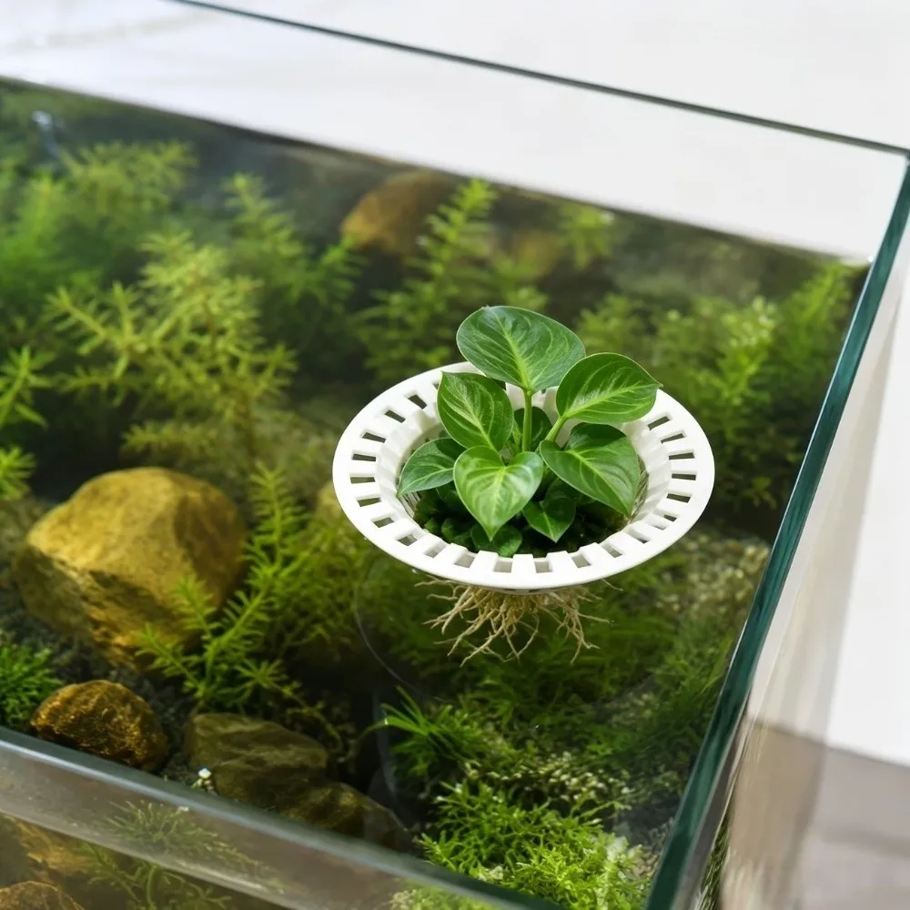 3D Printed Floating Colonization Basket Round Water Purification Soilless Cultivation Holder Universal White