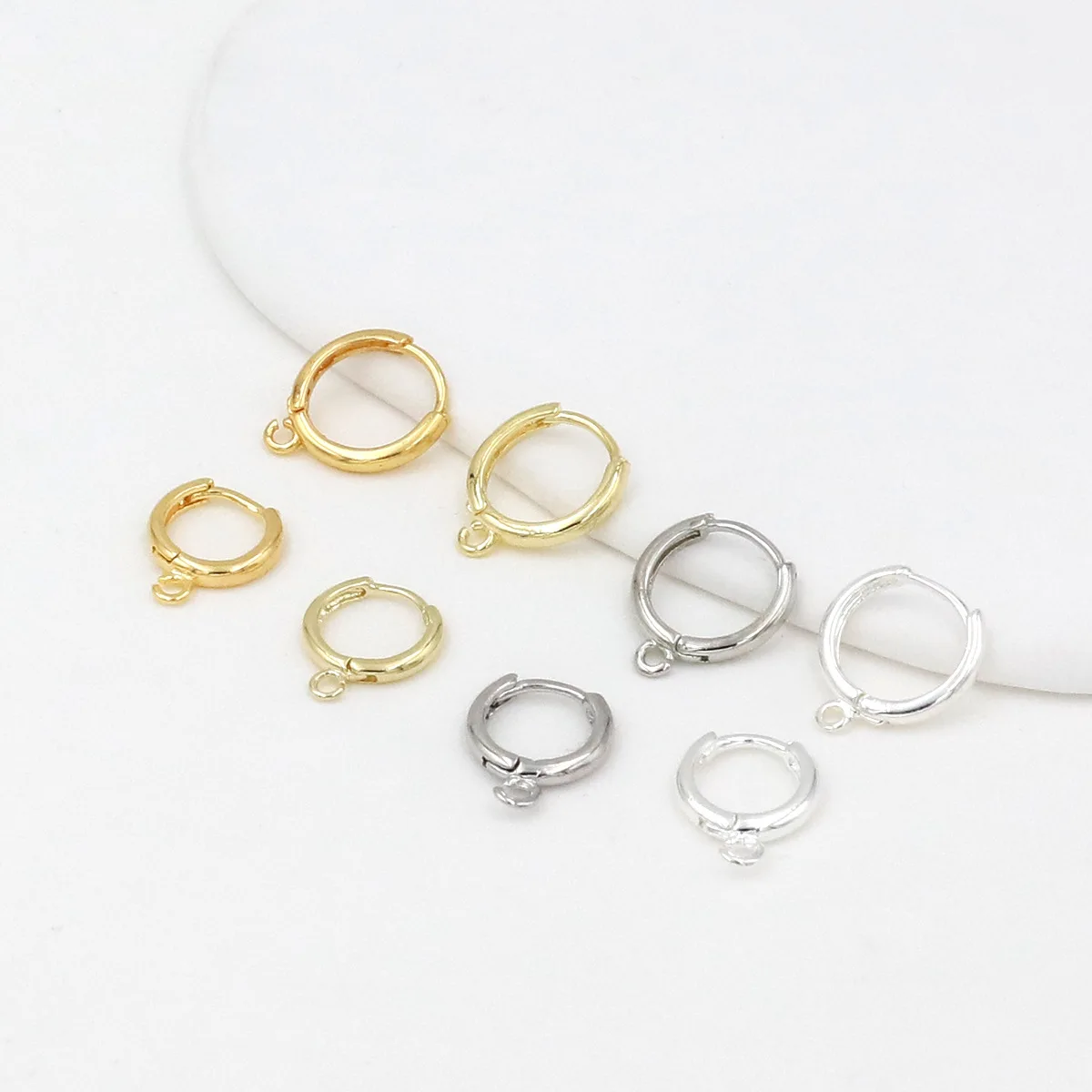 2/4/8Pairs 12/14MM 18K Gold Plated Earrings Hoops Accessories Lever Earring Hooks Wire Settings Base Earrings Hoops For Jewelry