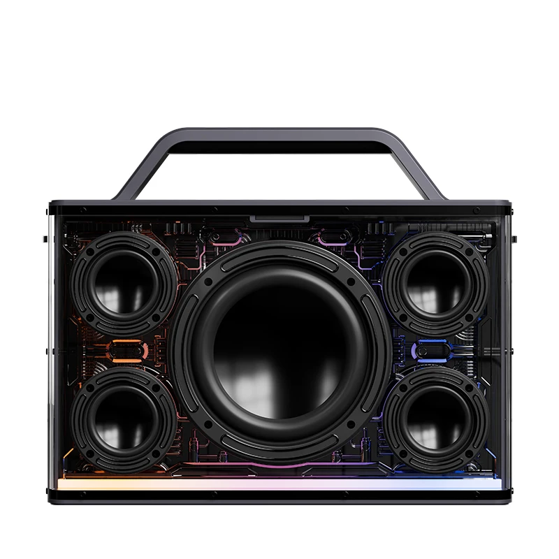 SODLK S1132 Colorful LED High Power Subwoofer Transparent Speaker Bass 250W Speaker