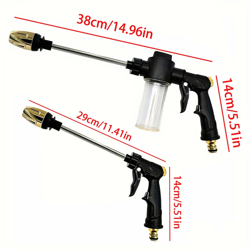 Adjustable Garden Sprayer High Pressure Water Hose Nozzle Spray Gun for Plant Watering with 4-Point Universal Water Pipe Joint